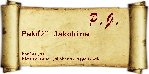 Pakó Jakobina névjegykártya